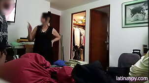 Jerking off in front be incumbent on Maid, then grabbing her huge melons